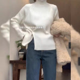 Lazy Half-High Collar White Sweater Women's Autumn And Winter 2025 New Thick Coat Inside The Bottom Of The Knitted Shirt Top