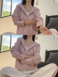 Pink Hooded Knitted Top Women Autumn Winter 2025 Autumn Zip Languid Soft Glutinous Outside With Sweater Cardigan Coat