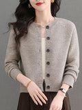 Knitted Cardigan Women's Short Small 2025 Spring And Autumn 2025 New Loose High-Waisted Small Gas Sweater Jacket