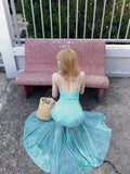 Lace Spliced Sling Dress Women's Summer Holiday Style Fishtail Dress Waist Net Yarn Skirt Bag Hip Dress