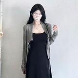 French Black Sling Dress Women's Summer Small Seaside Holiday Temperament Slim Dress