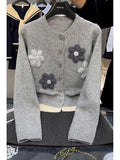 Small Fragrant Style, Gray-Educated Gray Knitted Sweater Cardigan Coat Women's Autumn And Winter New High-End Feel Top