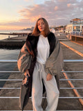 Autumn And Winter 2025 Explosion Temperament Casual Hit Color Collar Long With Wind Coat Coat