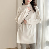 Medium-Long Dejong Half-High-Necked Bottom Shirt Women 2026 New Autumn And Winter Long-Sleeved White Body Thighs On The Top