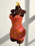New Retro Fashion Body-Style Sexy Waist-Lend Deep V Lace Splicing Slinging Skirt Dress Woman