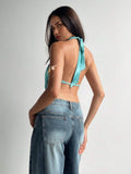 2025 Summer Beach Vacation Bare Back Shell Decoration Hanging Neck Slings Seaside Vacation Sling Vest