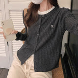 Design Embroidered Jasmine Knitted Cardigan Women's Korean College Style Sweet Outside Wearing A Small Shirt In Autumn And Winter