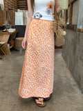 Summer Bright Wearing Orange Broken Flowers A-Word Half-Dress Women 2026 New Fashion And Middle And Long Half Skirt