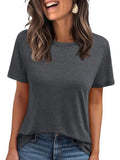 2025 Women's Round Neck New Casual Loose Solid Color Short-Sleeved T-Shirt