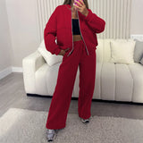 Dili Sports Wind Long-Sleeved Jacket Solid Color Long Pants Set Women's 2025 Autumn And Winter