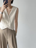 Spring And Summer French Retro Fashion Fashion Sense V Collar Sleeveless Old Money Suit Vest Short Top