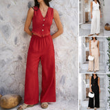 Dili 2025 Spring And Summer Leisure Holiday Commuting Wind Solid Color Cardigan Bm Leg Trousers Set