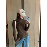 Blue Pile Collar Grinding Long-Sleeved T-Shirt Women's Autumn And Winter New High-Collar Plus Velvet Thick Inside The Bottom Shirt Small Top