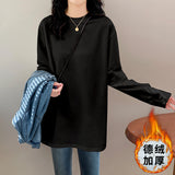 High-Quality Deyin White Bottoming Shirt Women's Autumn And Winter Wearing A Velvet T-Shirt With Long-Sleeved Top