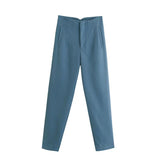 New Slim Slim Solid-Colored Folding Micro-Ply Straight Trousers Trousers Trousers Trousers