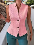 2025 Women's New Commuting V-Neck Buttonless Sleeve Vest Vest Coat Topess