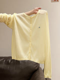 2026 Unique Thin Round-Neck Long Sleeve Sunscreen Cardigan Women's Summer Leisure Single-Dbutton Embroidery Top Coat