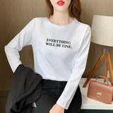 Pure Cotton Long-Sleeved T-Shirt Women 2025 New Spring And Autumn Loose Cover Inside The Bottom Shirt On The Shoulders Thin Clothes