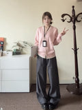Korean Gentle Wind Pink Fake Two Knitted Cardigan Women Early Autumn Loose Soft Chic Super Good-Looking Sweater Coat