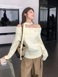 Gentle Wind Shoulder-To-Shoulder Soft Sweater Woman 2026 Early Autumn Sweet Knitted Shirt