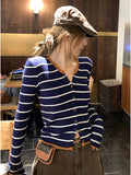 Small Fragrant Wind Hit The Striped Knitted Cardigan Women 2025 Early Autumn New Korean Wearing A Short Sweater Top
