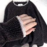 Korean Lazy Lace Sweater Women 2025 New Loose Soft Glutinous Super-Looking White Knitted Shirt