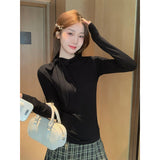 Butterfly Strap Design Shoulder Long-Sleeved T-Shirt Girl 2026 Autumn And Winter Grinding Thick Body Bottom Shirt