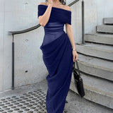 Dili Elegant Evening Dress With Chest Solid Color Bag Hip Long Dress Dress Dress Women's 2025 Autumn And Winter