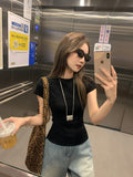 Korean White Waist Short-Sleeved T-Shirt Women's Summer 2026 New Round Neck Repair Body In The Shoulder With A Short Top