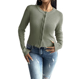 Dili 2025 Autumn And Winter Top Women's Temperament Repair Cardigan Buckle Long-Sleeved Sweater