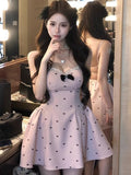 French Waist Display Thin Wave Point A-Character Dress Women's 2026 Early Summer Temperament Sweet Bare Back Dress Sling Skirt