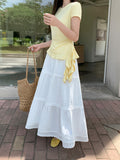 Lace Lace Splicing Cake Skirt Half Dress Girl Summer French A Word Umbrella Skirt White Large Swing Dress