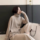 2025 Mid-Year Long-Collared Sweater Woman Covered Her Ass Autumn And Winter Piled Loose Lazy Wind Thick Bottom Shirt