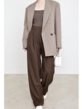 New Caramel-Colored Pants Banana Pants Old Money Style Suit Pants High Waist Leisure High Loose