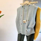 Special Counter Withdraws The Ribbon Design Embroidered Flower Vest 2025 New Shirt Folded Knitted Vest