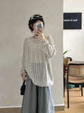 Thin Hollow Shirt Hole Summer Loose Lazy Wind Casual Collar Knitted Shirt Outside The Top Woman