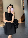 Small Sweet Short Dress Women's New Summer Waist Thin Design Solid Color Sleeveless Vest Temperament Dress