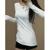 Covered Ass Long-Sleeved T-Shirted Women's Spring And Autumn Winter Plus Velvet Body To Close The Lazy Wind Inside To Keep Warm Tops