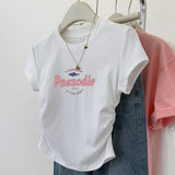 Pure Cotton Black Slimming Straight Shoulder Short-Sleeved T-Shirt Women's Summer 2025 New Burst On-Slamp Dress
