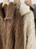 2025 Collar Thick Jasmine Sweater Zipper Coat Women Autumn And Winter High-End Feel Super Good Knitted Cardigan Top