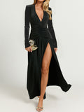 Dili Elegant Deep V Long Sleeve Long Dress Dress Women's Winter 2025