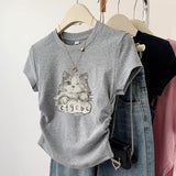 Pure Cotton Black Shoulder Short Sleeve T-Shirt Women Summer 2025 New Design Sense Of Small Body Dress On The Dress