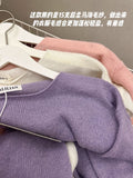 2025 Spring And Autumn Lilac Taut Sweater Thin Loose Lazy Wind Beautiful Knitted Shirt High-End Encase