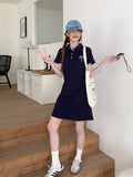 Pure Cotton College Wind Bow Embroidered Polo Dress Women Summer Design Sense Niche Waist Thin Dress