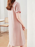 Pure Cotton Small Design Love Polo Collar Dress Women 2025 Summer New Casual Simple A Skirt