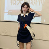 Fat MM French College Style Polo Bagted Hip Dress Women's Summer 2025 New Thin Small Short Skirt