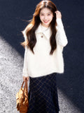 Vintage Sweater Women's Spring And Autumn And Winter Loose Thin And Lazy Temperament Folded Through The Knitted Vest Outside