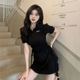 2025 Summer New Polo Collar Dress Women's Spring And Summer Waist Repair Slim Sweet Spicy Short-Sleeved Skirt