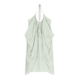 Sanya Seaside Photo Fairy Skirt Atmosphere Feel Dopamine Island Wearing A Beach Dress Bare Back Hanging Neck Dress