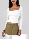 Spice Girls Knitted T-Shirts U-Necked Long-Sleeved Slimmed Women's Tops Thin Fashion Street Trendy